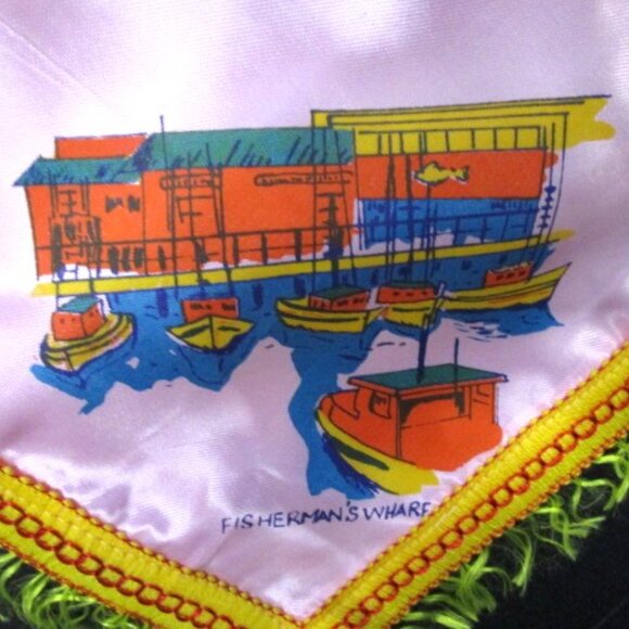 VINTAGE SOUVENIR SAN FRANCISCO PILLOW COVER Pink 16.5" Square - Picture 6 of 7